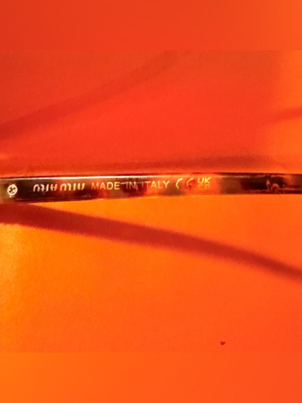 Miu Miu Orange and Gold Eyewear Temple Detail ~NON PRESCRIPTION LENS - Picture 3 of 6